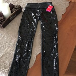 Spanx Faux Leather Sequin Leggings